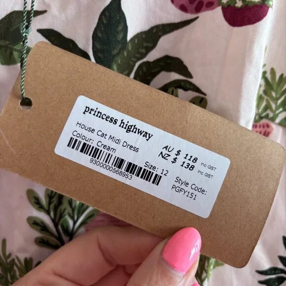 Princess Highway cats and plants midi dress NWT size US8 - Picture 3 of 3